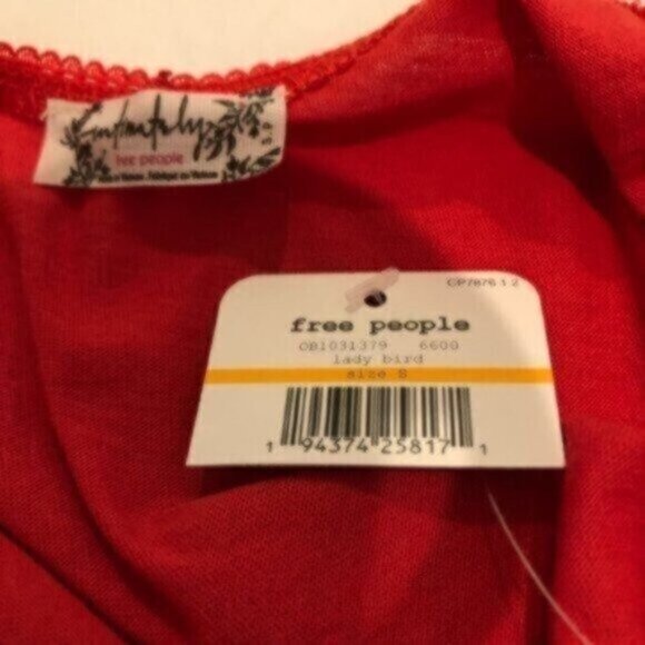 NWT Free People Red Bodysuit w/Lace Inset Small - Picture 8 of 8